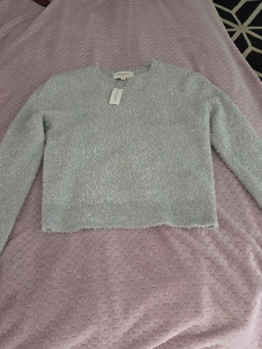 Banana Republic Silver Sparkle Crewneck Sweater